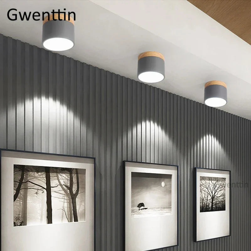 Wood Ceiling Light: Modern Nordic Kitchen Living Room LED Spotlight Fixture