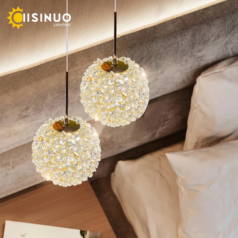 Crystal Ball Pendant Chandelier for Bedroom Bar Deco