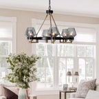 Luxe Glass Chandelier: Modern Retro Living Room Pendant Lamp Lighting Fixtures