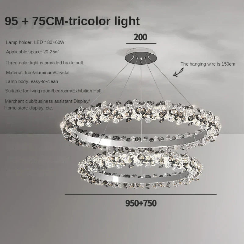 Sun Flower Crystal Rings Chandeliers: Modern Luxury Nordic Home Decor Hanging Ceiling Light