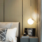 Modern Nordic Bedside Chandelier | Luxury Minimalist Bedroom Light | Single Head Pendent Lamp