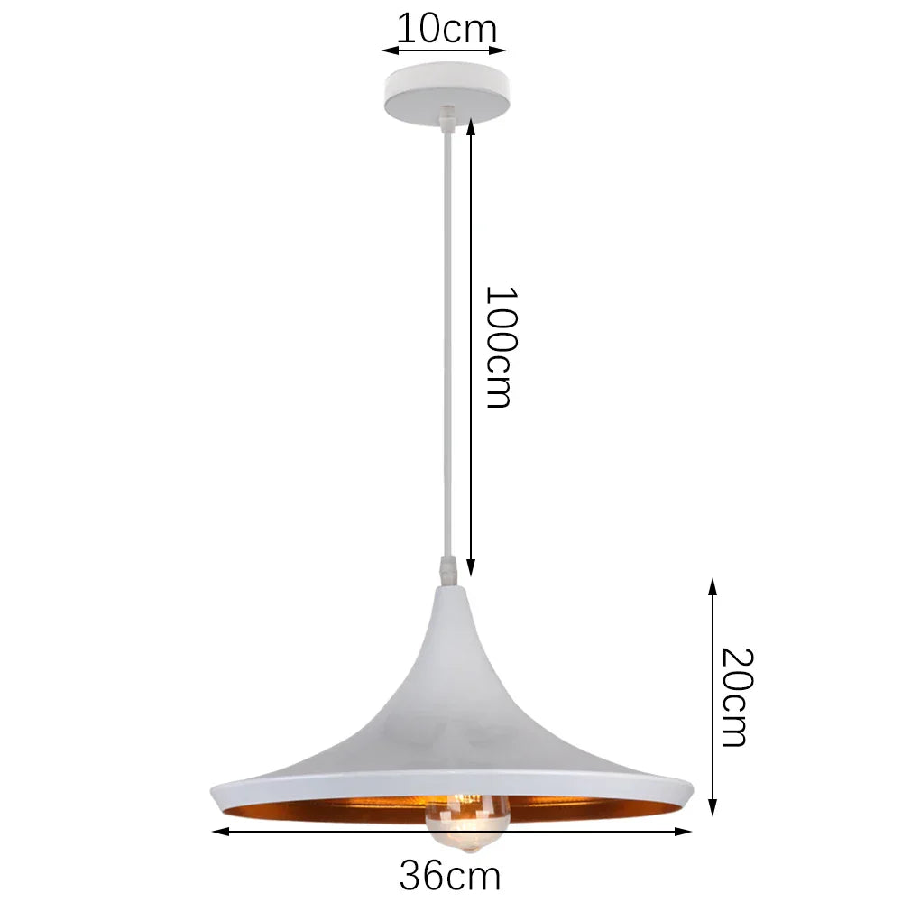 White Industrial LED E27 Pendant Light for Modern Home Kitchen Decor
