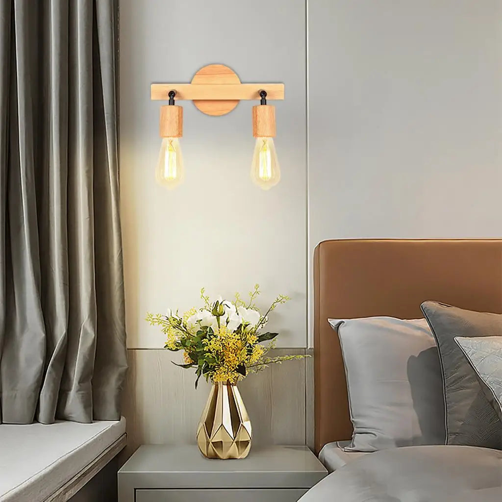 Wood Double Heads Wall Lamps - Modern Nordic Indoor Lighting Sconces