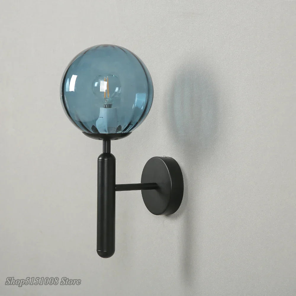 Glass Ball LED Wall Lamp Modern Bedroom Beside Light Fixture