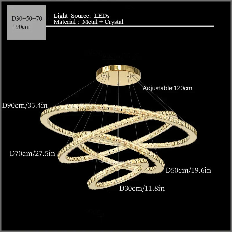 Modern Crystal Ceiling Chandelier Pendant Light for Home Decor Bedroom Living Room