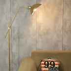Nordic Gold Metal Floor Lamp Adjustable Length Marbled Base Light