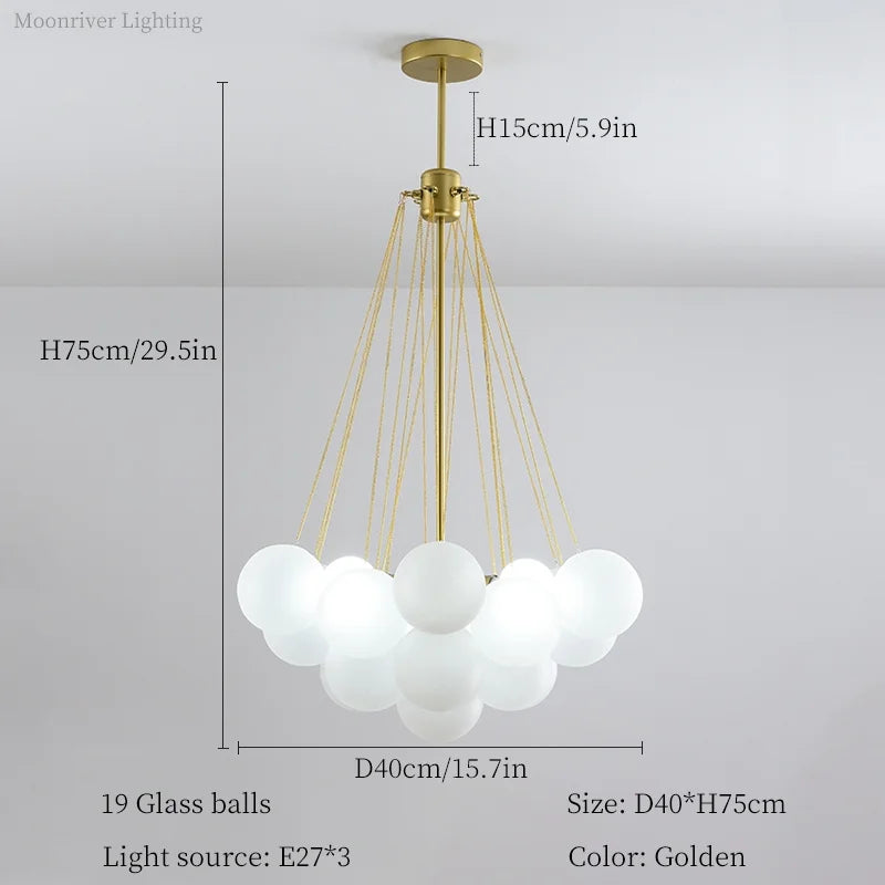 White Bubble Glass Ball Hanging Ceiling Lamp for Modern Home Decor