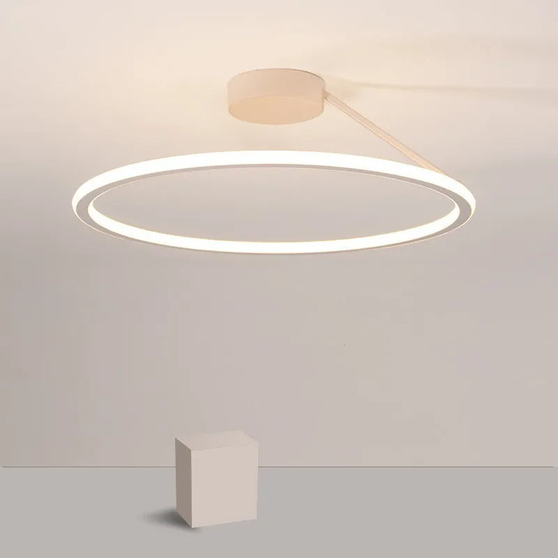 Modern Round LED Ceiling Chandelier Aluminum Dimmable Bedroom Light