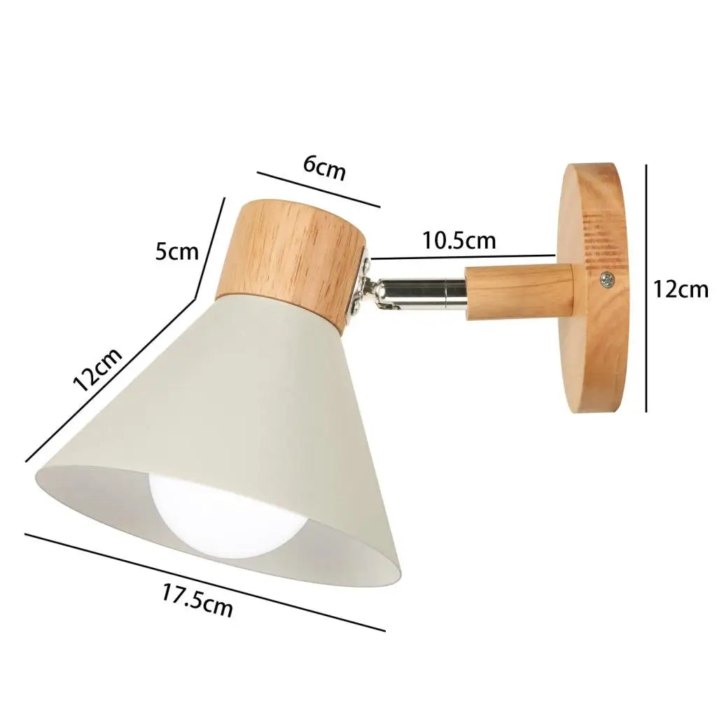 Wooden Wall Light Bedside Lamp Shade Modern Nordic E27 LED Sconce Living Room Lighting