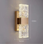 Luxury Crystal Glass Wall Sconce Light Fixture Gold for Bedroom Living Room