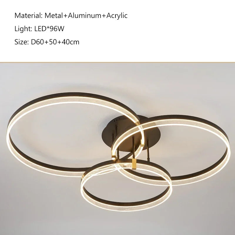 Acrylic Round Ring Ceiling Light LED Chandelier Modern Minimalism for Living Room and Kitchen
