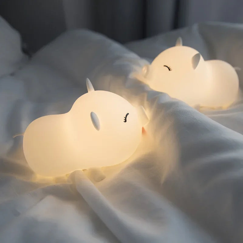 Pig Silicone LED Night Light - Modern Cartoon USB Floor Lamp