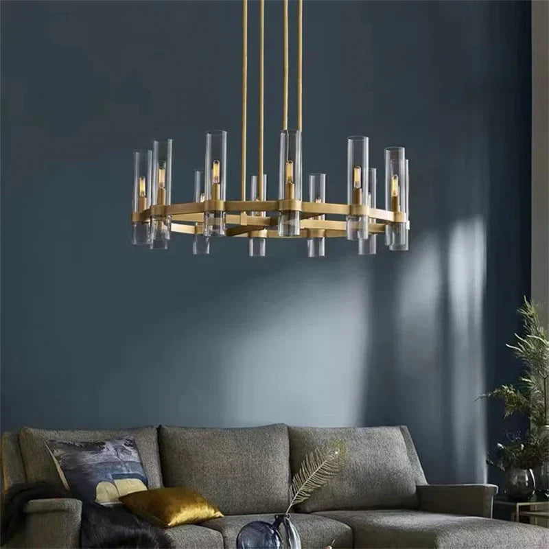 Glass Chandelier Pendant Lamp with E14 LED, Chrome Finish, Retro Design