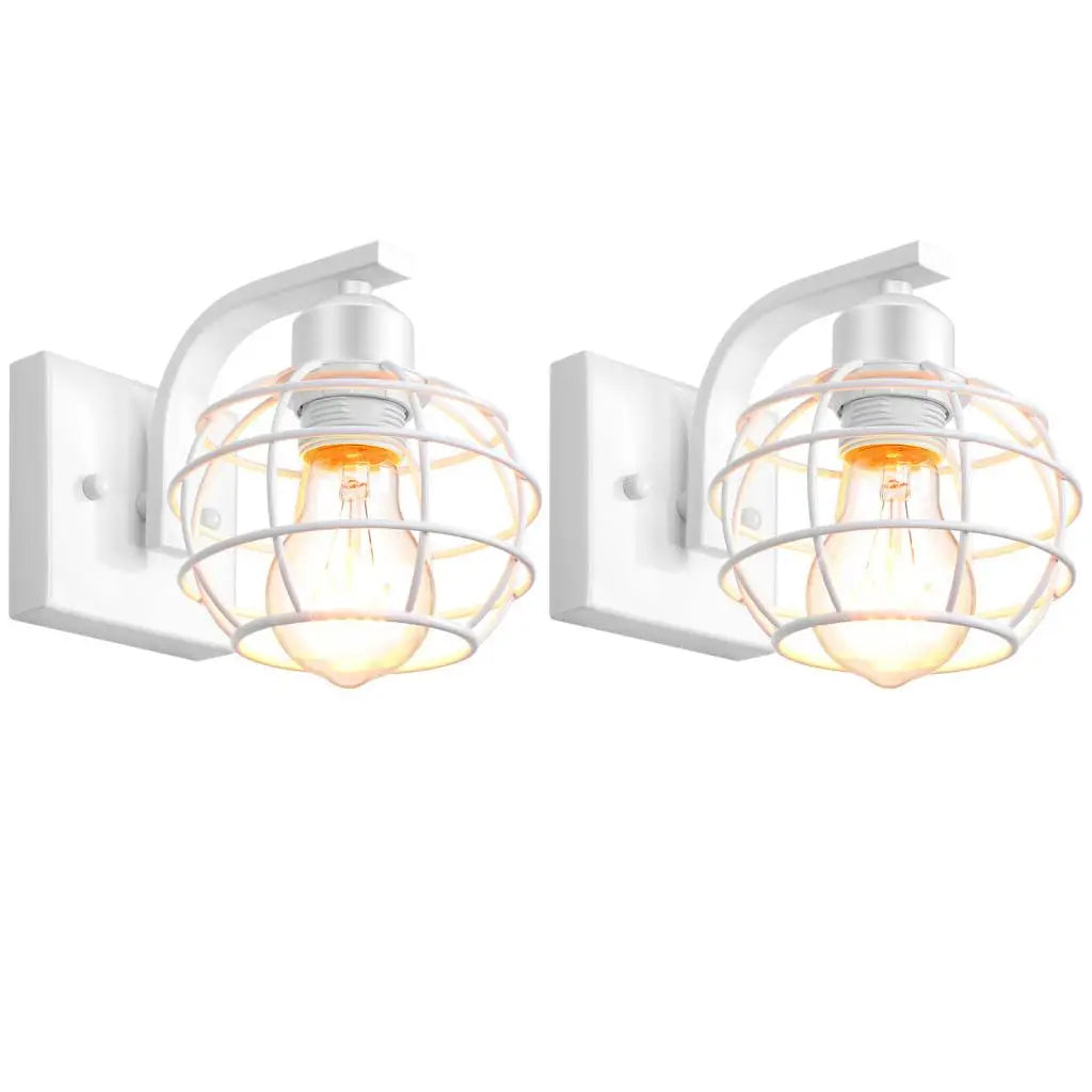 Industrial Vintage LED Wall Light Iron Cage Sconce Indoor Lighting