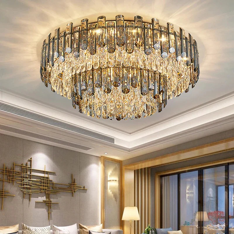 Modern Crystal Ceiling Lamp | Luxury Bedroom & Living Room Gold Light Fixtures