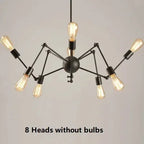 Retro Spider Iron Chandelier: Adjustable, Rotatable, Industrial Living Room Lighting