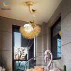 Bird's Nest Glass LED Ceiling Lamp for Modern Nordic Living Room Decor