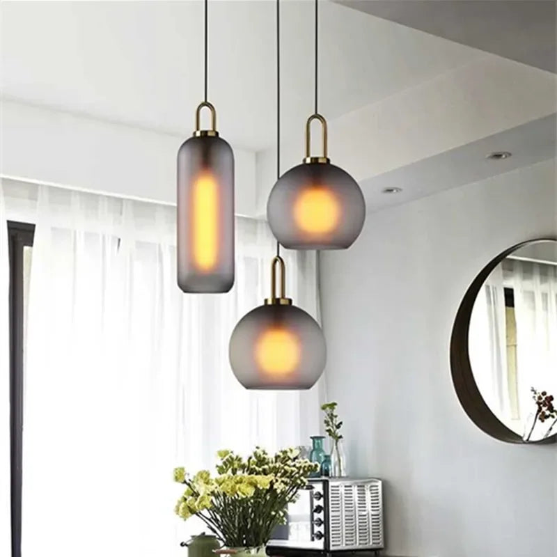 Glass Ball Pendant Light Fixture for Kitchen Dining Room Bedroom - Modern Hanging Lamp Luminaire Home Decor Lighting