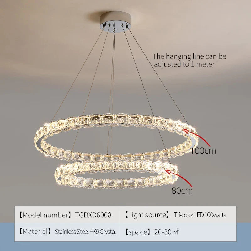 Crystal Chandelier: Modern Net Red Circle Light for Living Room, Bedroom, Restaurant