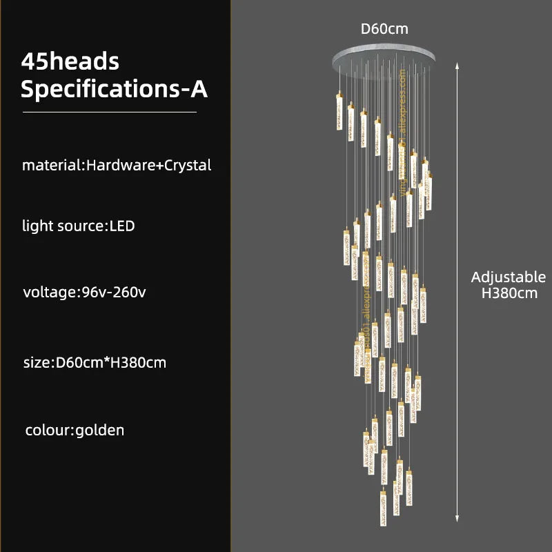 Crystal Ceiling Chandelier: Modern Nordic Design, Long Staircase Pendant Lamp