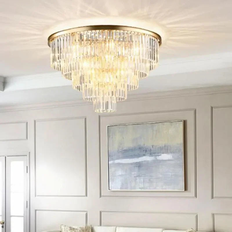 Crystal Flush Ceiling Light: Modern Vintage Bedroom & Hotel Décor
