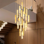 Luxury Crystal LED Chandelier for Modern Living Room and Spiral Staircase
