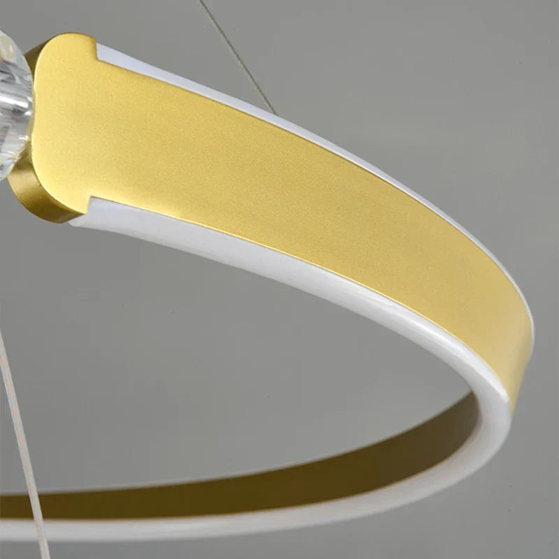 Black Gold LED Ceiling Chandelier Crystal Decorative Pendant Lamp for Dining Room Bedroom