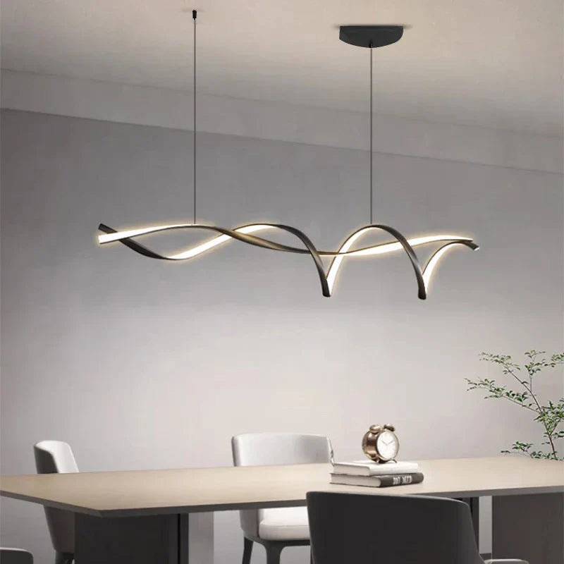 Black Modern LED Chandelier Dining Room Kitchen Island Bar Ceiling Fixture