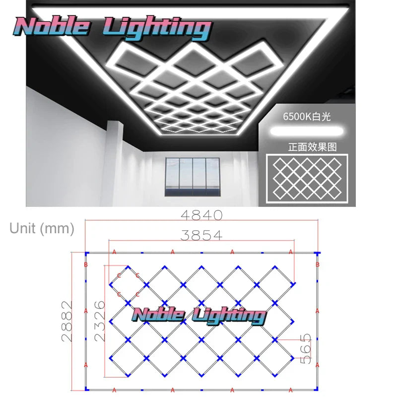 Hexagon LED Garage Wall Ceiling Lights 6500K Daylight White 4.8X2.4M Linkable