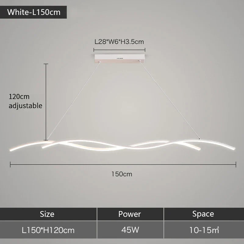 Wave LED Pendant Lights: Modern Chandeliers for Dining Room, Bar, and Home Decor