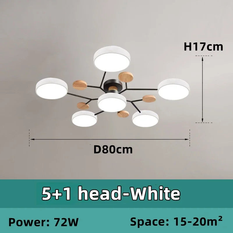 Nordic Wooden Chandelier LED Ceiling Light for Living Room, Bedroom, Kitchen, and Dining Room