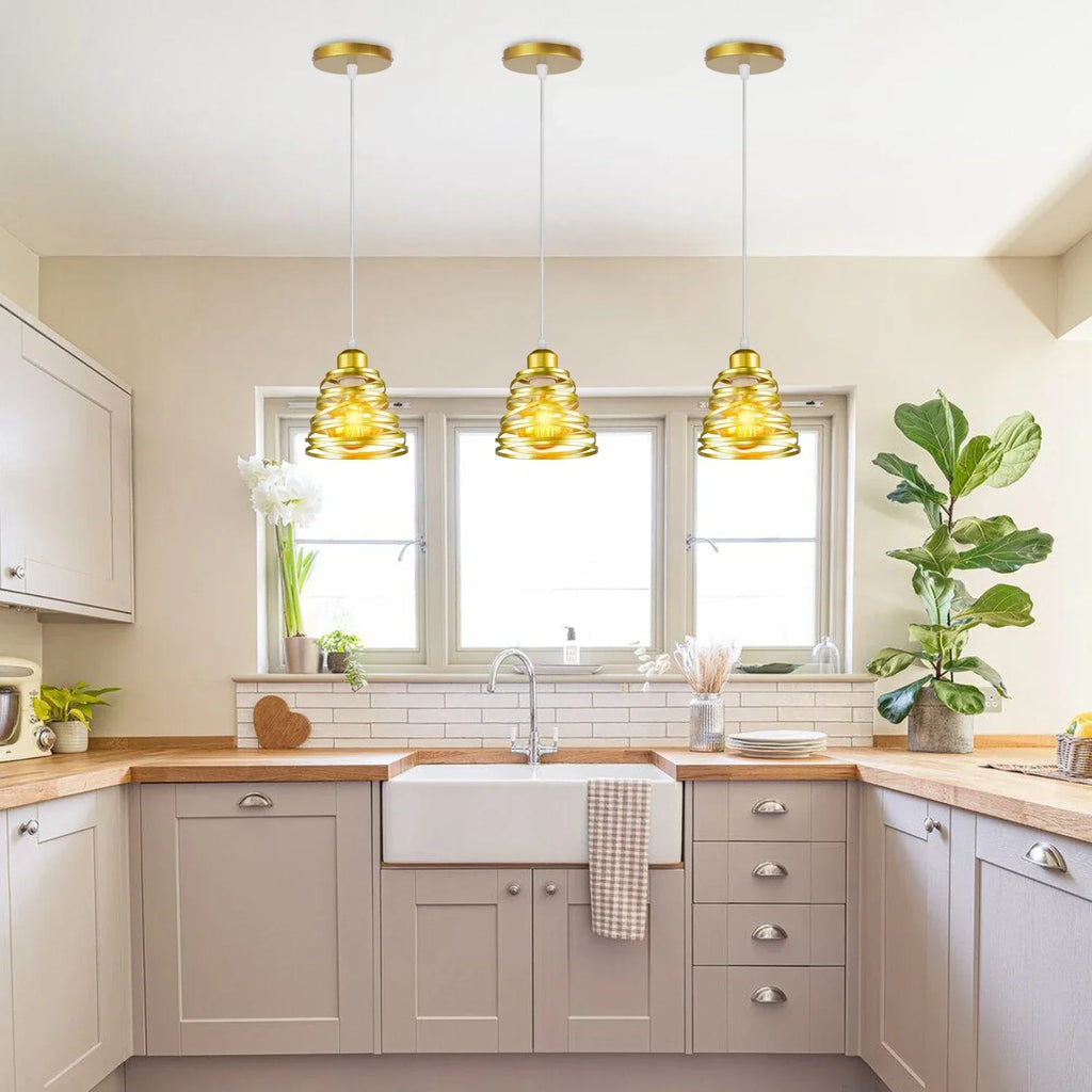 Spiral Swirl Pendant Lamp: Vintage E27 Ribbon Chandelier for Living Room & Kitchen