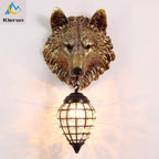 Nordic Wolf Head LED Wall Lamp Resin Crystal Wall Light