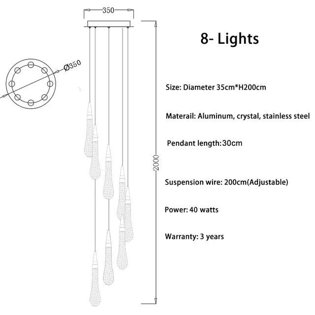 Crystal LED Chandelier: Modern Loft Art Pendant Lighting for Restaurant, Bar, Staircase