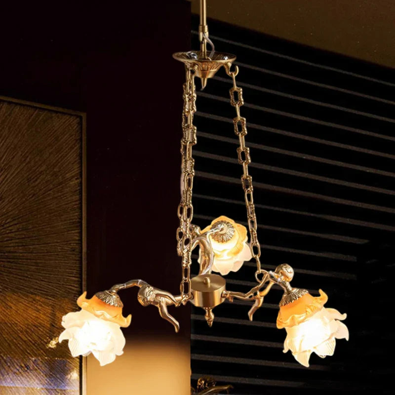 Brass Angel Chandelier: Luxury Burnishing Pendant Lights for Living Room