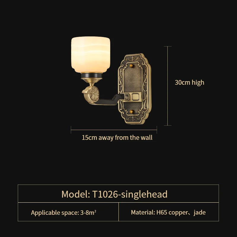 All Copper Jade Chandelier for Living Room, Villa Duplex Multi-storey Lighting