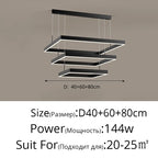 Nordic Minimalist LED Square Chandelier for Living Dining Bedroom - Luster Lighting