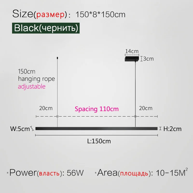 Nordic Minimalist Style Aluminum Chandelier for Dining Table, Bar, or Island