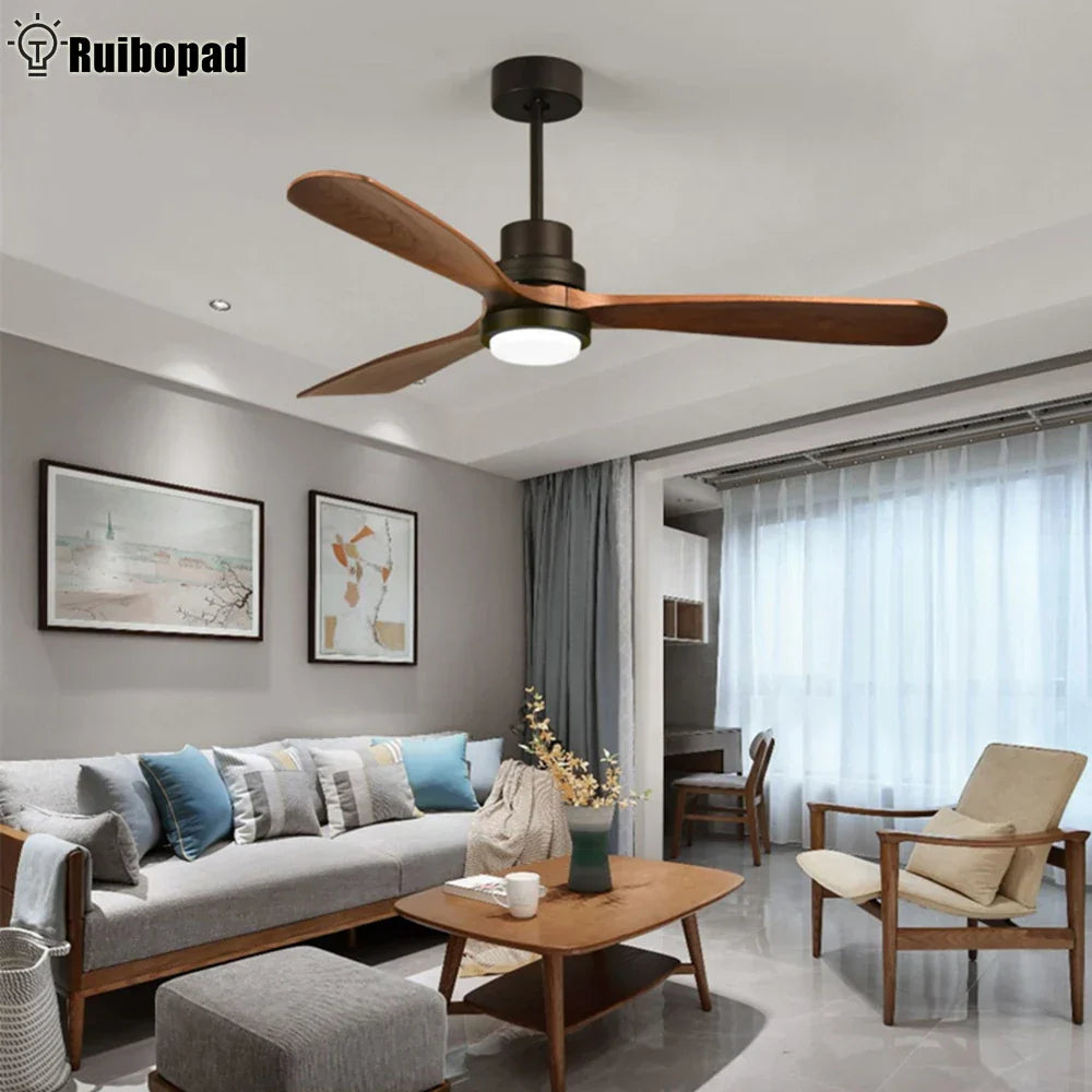 Retro Black Ceiling Fan with Light and Control for Home, Bedroom, Dining Room, Lounge