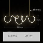 Nordic Light Luxury Chandelier Creative LED Bar for Living Room and Study Desk