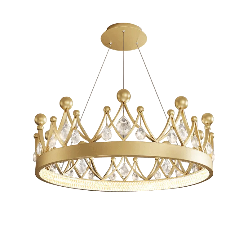 Crown Crystal Chandelier Pendant Light for Bedroom and Living Room Decor
