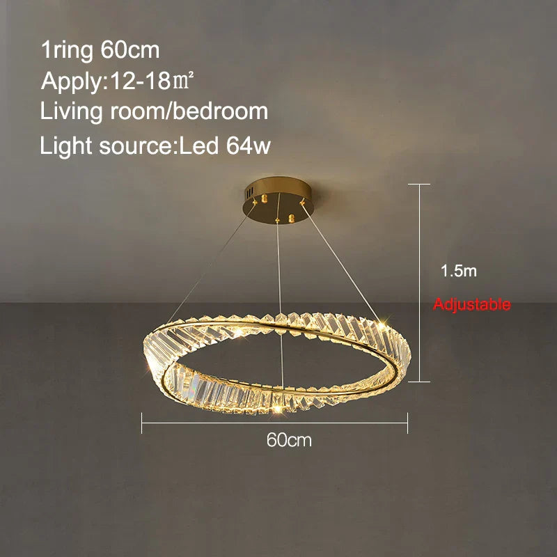 LED Crystal Chandelier Dimmable Luxe Halo Alloy Fixture