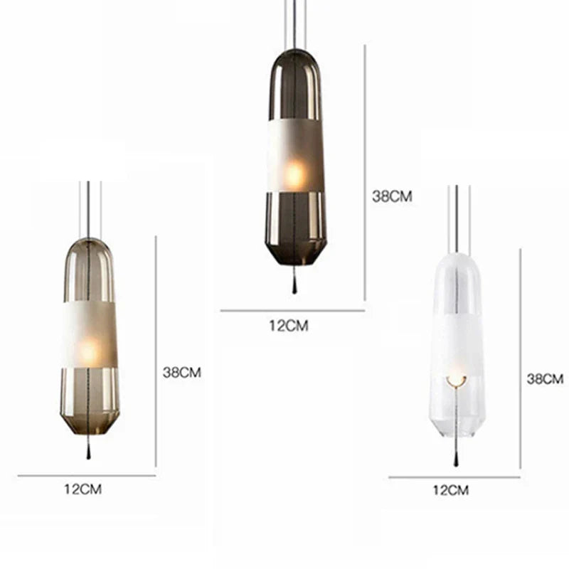 Glass Pendant Lights for Dining Room Bedroom, LED Industrial Hanging Lamp, Modern Home Decor