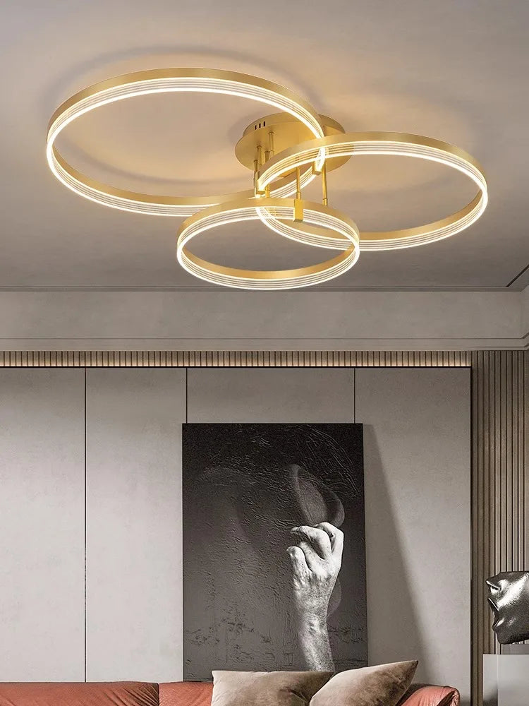 Acrylic Round Ring Ceiling Light LED Chandelier Modern Minimalism for Living Room and Kitchen