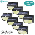138 LED Solar Wall Lamp Security Motion Sensor 3 Modes Fence Yard Deck