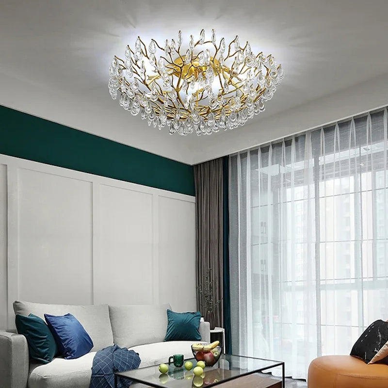 Modern LED Crystal Chandelier for Living Room Dining Bedroom Ceiling Light