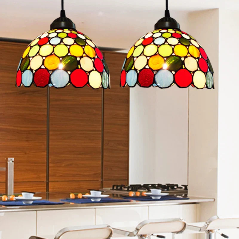Tiffany Pendant Lamp: Colorful Retro Decor Chandeliers for Dining & Bedroom Lighting