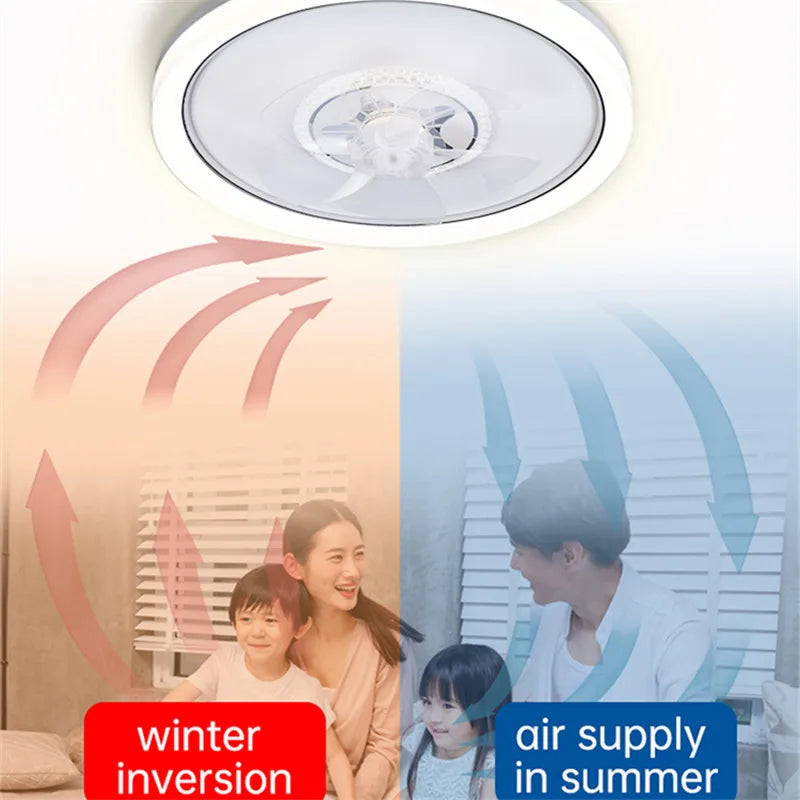 Modern White Ceiling Fan Light 120W LED Remote Control Dimmable Chandelier Fan