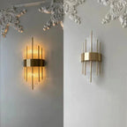 Luxury Crystal Glass Wall Sconce Light Fixture Gold for Bedroom Living Room