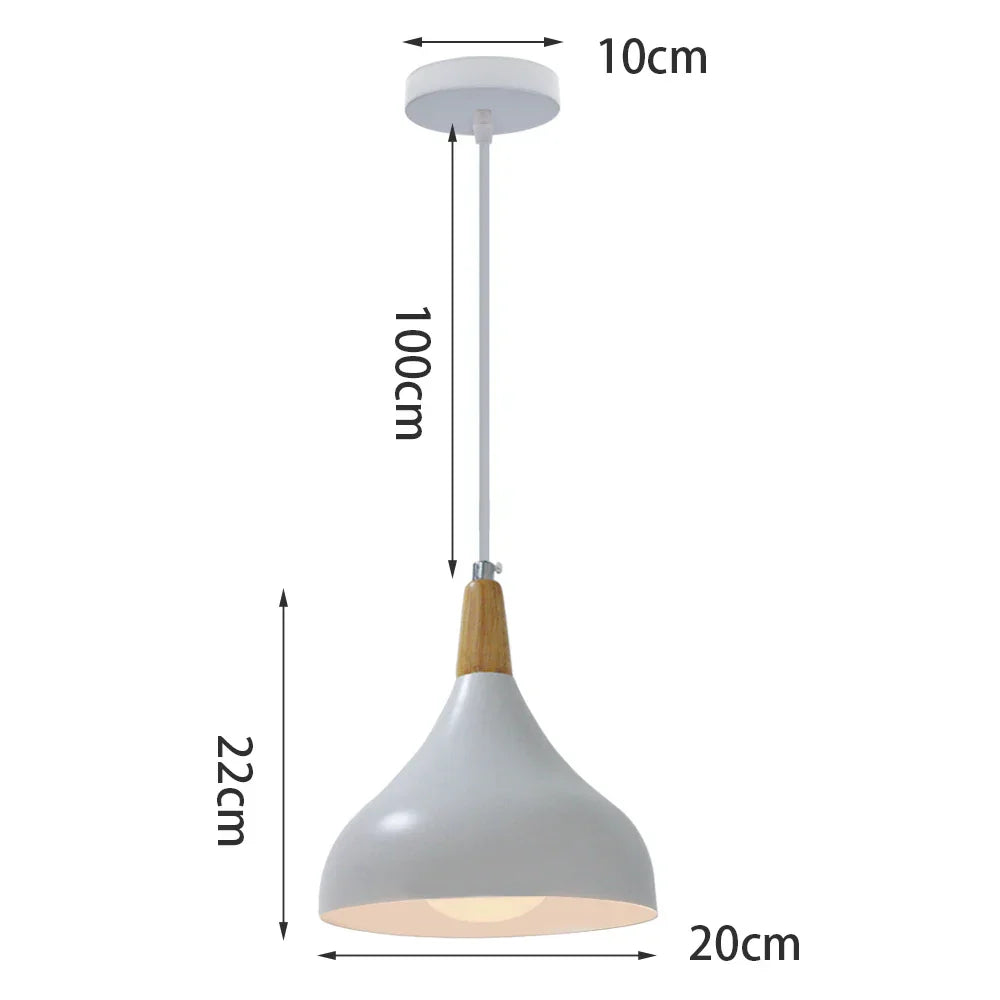 White Industrial LED E27 Pendant Light for Modern Home Kitchen Decor